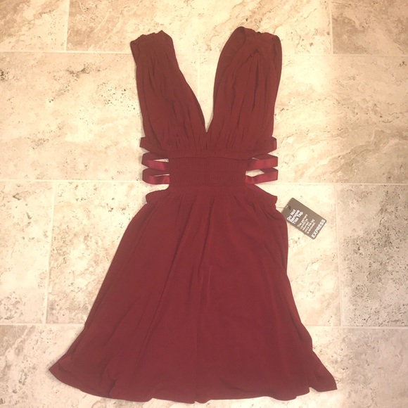 Express Dresses & Skirts - Burgundy/deep red express cocktail dress w cutouts